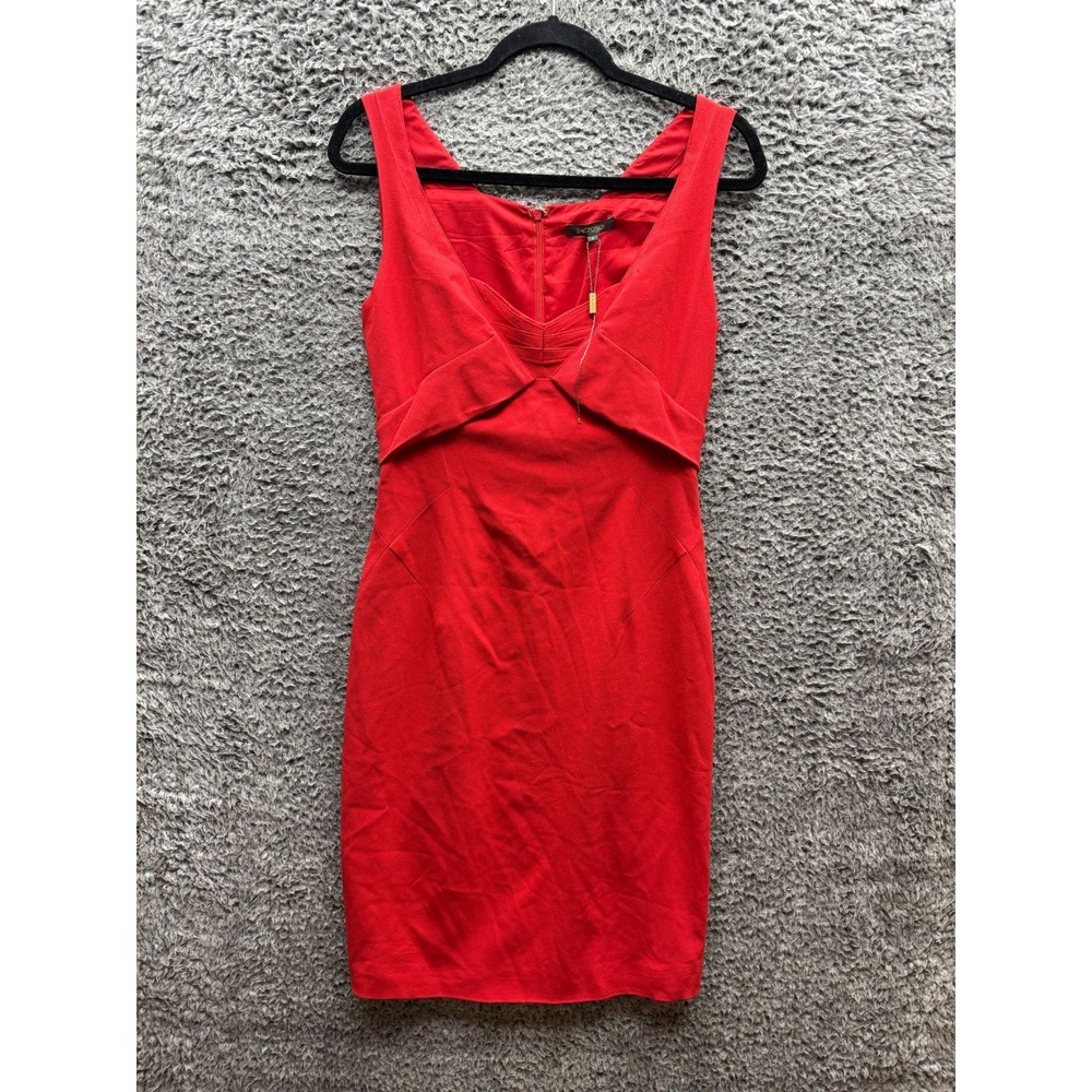 Zac Posen V Neck Sleeveless Sheath‎ Dress Red Womens Size 8